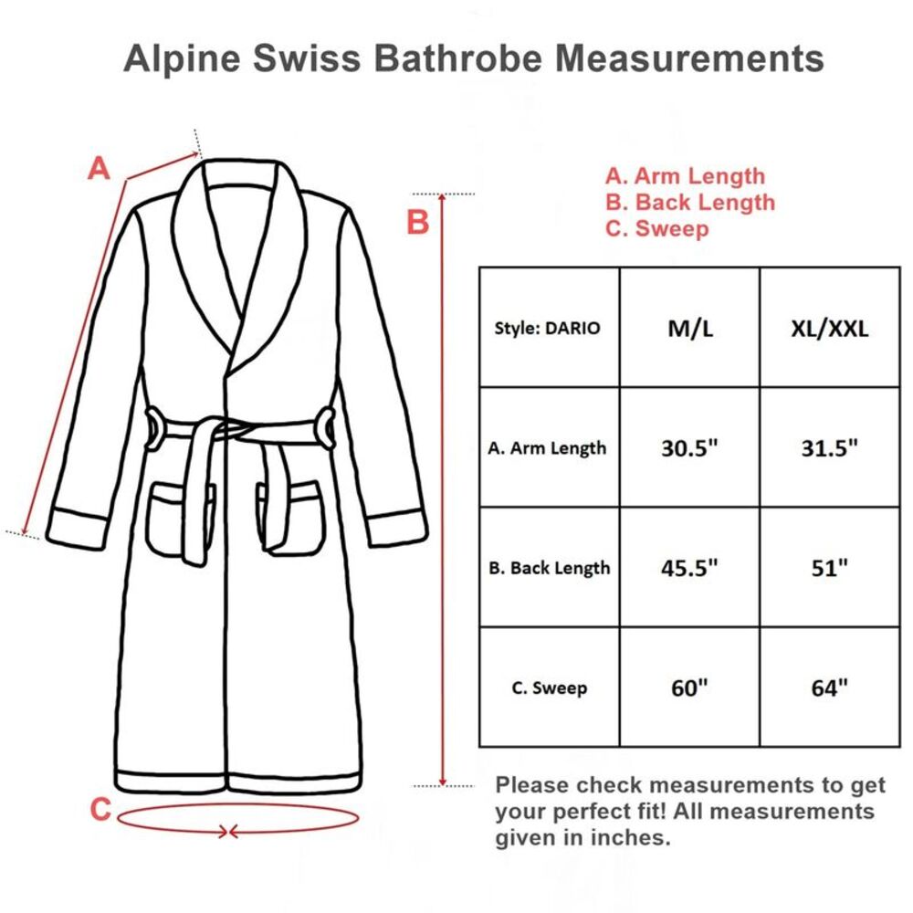 Alpine Swiss Mens Luxury Waffle Knit Cotton Bathrobe Shawl Collar Hotel Spa Robe - Picture 5 of 8